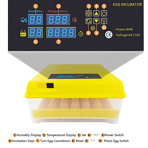 Axonl Digitalni inkubator za jaja, 80w elektronska Automatska mašina za Valjenje jaja sa kontrolom Temperature i vlažnosti, inkubator