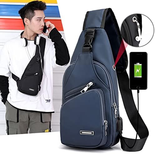 Qiidelongo za muškarce HONGE Crossbody ruksak torbe grudi rame Dnevni paket s USB kablom za planinarenje sportskim putovanjima