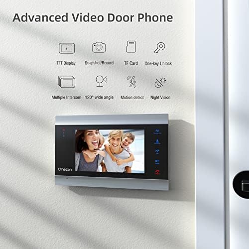 TMEZON 7-inčni Video Doorphone Doorbell sa interfonskim kompletom žičani sistem 1-kamera 2-Monitor i snimanje video zapisa za noćno gledanje