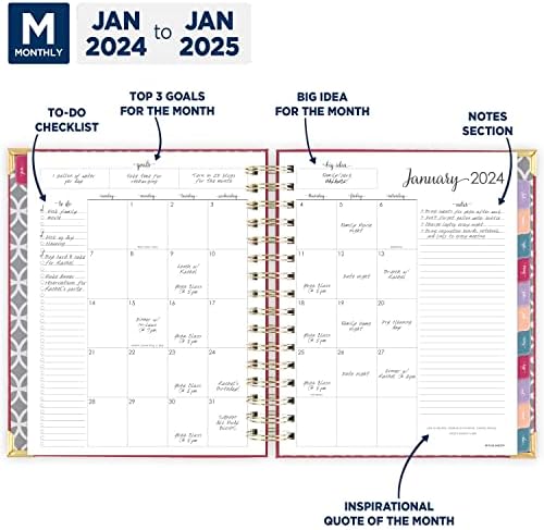 AT-GLANCE 2024 dnevni i mjesečni planer, 7 x 8-3 / 4, srednji, tvrdi uvez, harmonija, bobica
