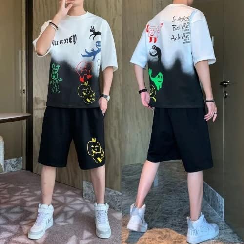 Harajuku kratke hlače MUŠKE 2 komada set Streetwear Hip Hop Japan Style Omladinska odjeća Muškarci Sharks hlače