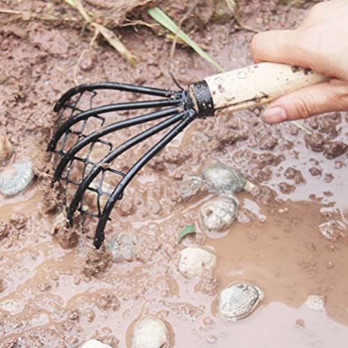 GANAZONO ručni alati 2kom Rake sa mrežastim mrežastim školjkama kopač školjki japanski Rake kopajte morski pribor sa drvenom ručkom za grablje za plažu