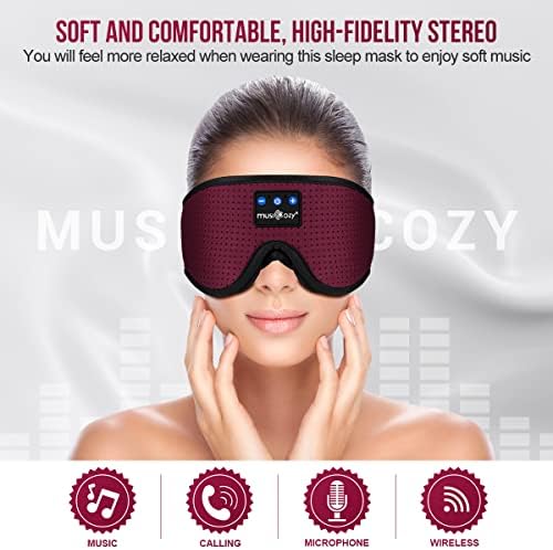 Musiczy slušalice za spavanje Prozračne Bluetooth trake za spavanje 3D slušalice za spavanje, bežična glazba maska ​​za oči za spavanje
