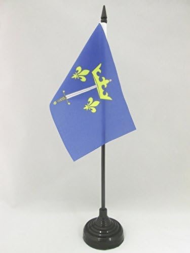 AZ zastava Joan of ARC stolna zastava 4 '' x 6 '' - sluškinja Orléans - Jeanne d'Arc zastava 15 x 10 cm - crna plastična stick i baza