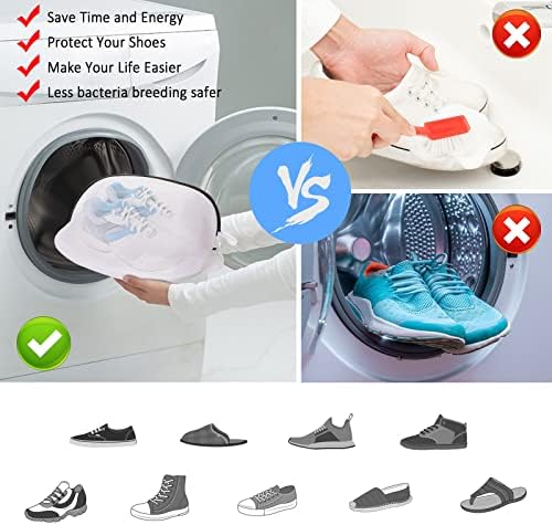 AUTODECO Set od 4 Saćaste mrežaste torbe za pranje veša za cipele/Sneake sa skrivenim patentnim zatvaračem torbe za pranje u mašini
