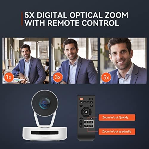 NUROUM PTZ 1080p Web kamera, Video Konferencijska FHD kamera sa 2 mikrofona, 5x optički zum i daljinskim upravljačem, AI napajani