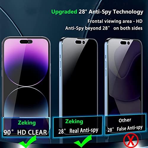 Moonshield [2 Pack] MOOISVS Designed for iPhone 14 Pro Privacy kaljeno staklo za zaštitu ekrana, Anto-spy [3D Touch] Case Friendly