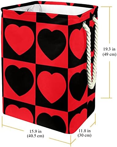 Inhomer Red Black Love Heart Pattern velika korpa za veš vodootporna sklopiva korpa za odeću za organizatore igračaka za odeću, kućni