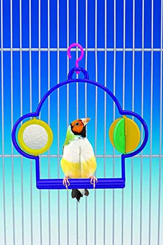 PENN-PLAX ljuljačka za ptice sa ogledalom i igračkom za okretanje-pričvršćuje se na žičane kaveze za ptice – odlično za papagaje,