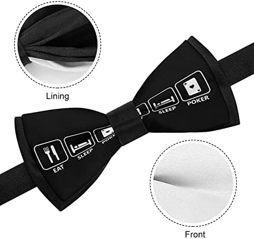 FORSJHSA Eat Sleep Poker muške pre-vezane leptir mašne podesive štampane Novelty kravate