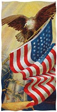 Alaza Microvladni teretani ručnik orlov i američka zastava, brz sušenje Sportska fitness znoj za lica za licu 15 x 30 inča