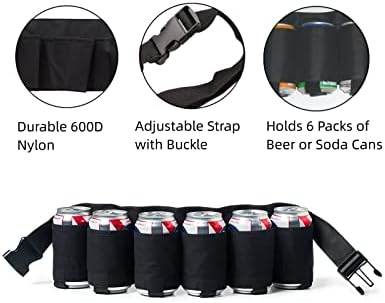 Senvitate Beer Belt, 6 paket futrola za pivo držač kaiša za piće, držač kaiša za Soda pivo za muškarce žene, podesivi paket struka