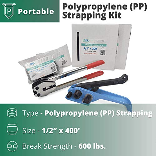 Idl Pakovanje - PPSK.600.400 Portable 1/2 x 400 Polipropilenski komplet za vezanje, 600 funti prekida jača - pakiranje poliapppuni