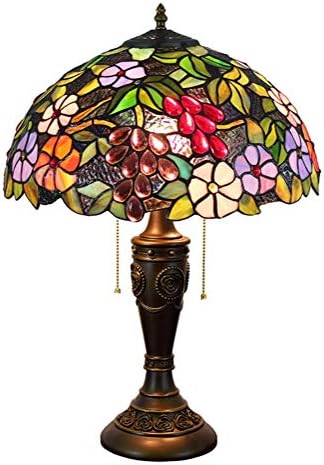 Ručno rađena staklena stolna lampa 40cm Tiffany vitraža Staklo za stolove Cvijeće i grožđe vitraža Staklena sjenka Dnevna soba Noć