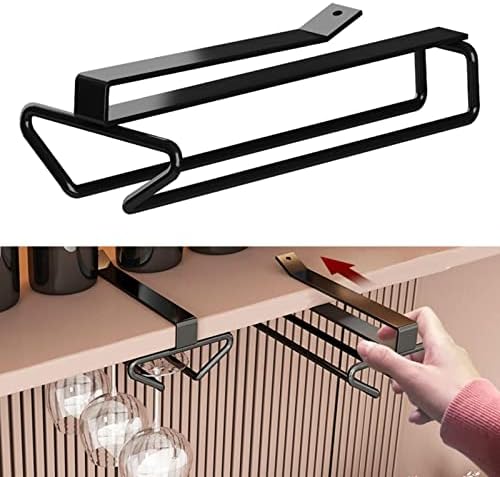 Milageto viseći naočale Držač jednostavan instalacijski stalak za stalak za stalak za čaše od ugljičnog čelika držač stakla za kuhinjske