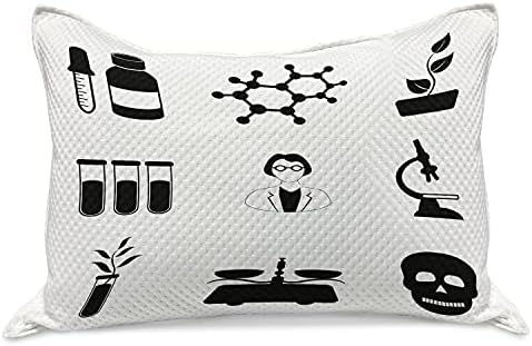AMBESONNE Biologija Pleted Pletelica, jednobojni kompozicija naučnog hemijskog biološkog motiva, standardni poklopac jastuka kraljice