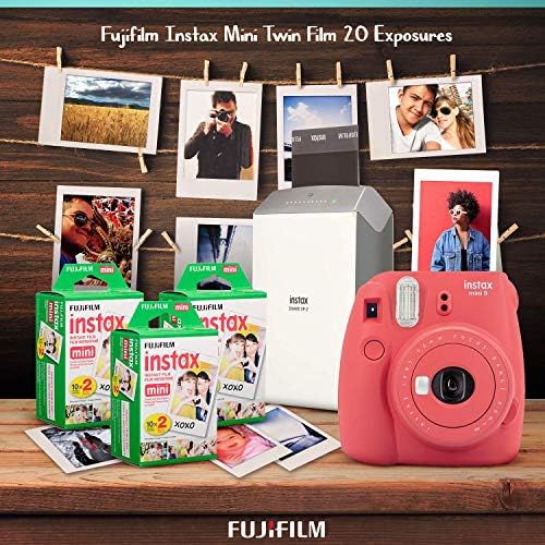 Fujifilm Instax Mini Link 2 štampač pametnih telefona sa InstaxAir - om ima jednostavno i kontinuirano štampanje velike brzine + Xpix paket sa 5x Instax Mini Twin paketom Instant Film + okviri i još mnogo toga