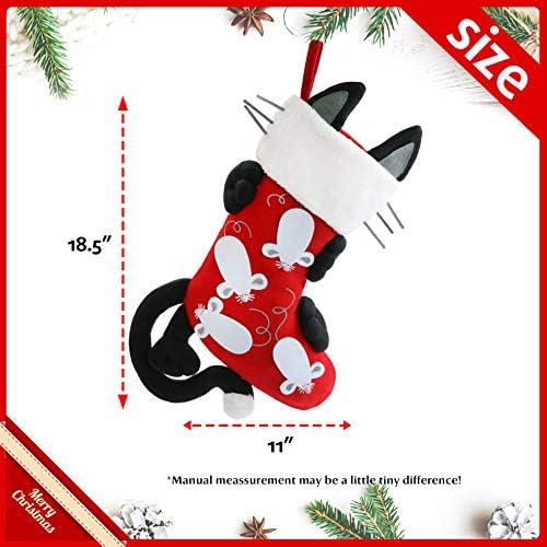 Houwsbaby Cat Božićni čarapa 3D nosač za kućne ljubimce Kitty ukras poklon torbe za kućne ljubimce za zabavu, crvena, 18.5 ''