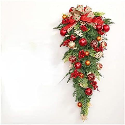 AOF 23.6 / 35.4 inča naopako božićno stablo rattan vrata visi viseći vijenac ukraši božićni ukrasi zeleni35.4inch