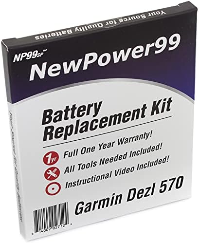 Newpower99 komplet za zamjenu baterije za Garmin Dezl 570 i 570lmt sa alatima, Video uputstva, baterija dugog vijeka trajanja.
