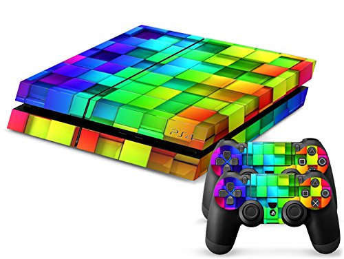 Zlatna PS4 konzola i kontroleri Vinilne kožne naljepnice naljepnice sekretači - kišni kvadratni blokovi