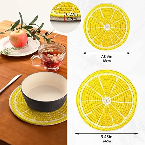 Alaza Yellow Limun Voće narančasti Limon Držači potpise Trivets Set 2 kom, potrke za kuhinje, pamučne podmetače Trivets za vruće posuđe
