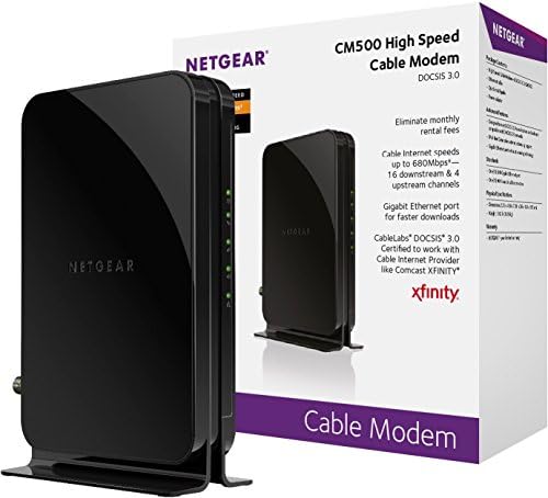 NETGEAR CM500-100nar DOCSIS 3.0 kablovski Modem sa 16x4 maksimalnim brzinama preuzimanja od 680Mbps. Certificiran za XFINITY po Comcast,