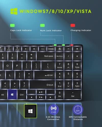 Seenda bežična tastatura i miš kombinacija sa pozadinskim osvetljenjem-punjivi osvetljeni set tastature i miša, 2.4 G tanak prenosivi