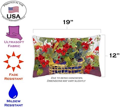 Toland Home Garden Dekorativni crveni geranium korpa Proljeće Ljetni cvijet cvjetni 12 x 19 inčni jastuk