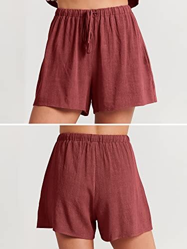 Anraness ženske ljetne dvije komade hlače za kratke hlače, gornji rezervoar bez rukava i kratkih kratkih kratkih rukavica