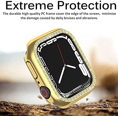 Miimall kompatibilan sa Apple Watch-om 45mm Bling CASE poklopca Apple Watch Series 7 Crystal Diamonds Shootot otporni na zaštitni