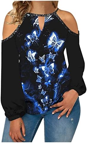 Nokmopo ženske košulje modni ležerni temperament cvijet okrugli vrat s ramena Utakmica majica s dugim rukavima