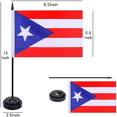 FWIW Portoriko Portorička zastava Portoriko Portoriko Zastava za stolu Mali mini purtoriko Office Desk za zastave sa postoljem za