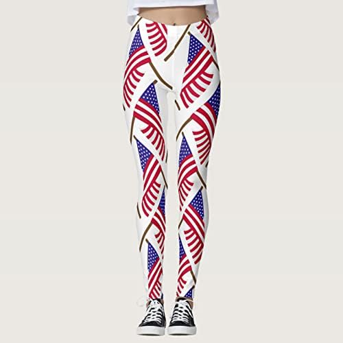 Američka zastava Patriotsko nogavica Ženska visoka struka Sjedinjene Američke Države Pantalone za zastavu udobne lagane atletski kompresijski
