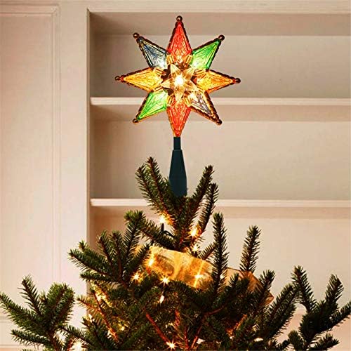Twinkle Star Light Božićno stablo, šareno 8-točka zvijezda Xmas Star Troetop sa 10 lukivnih mini svjetala, praznične božićne ukrase