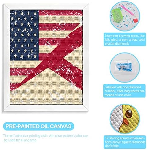 Retro USA I Alabama državna zastava Dijamantska slika DIY ručno rađena sa ramom za vješanje umjetnika dekoracija Doma 16 X 20 in
