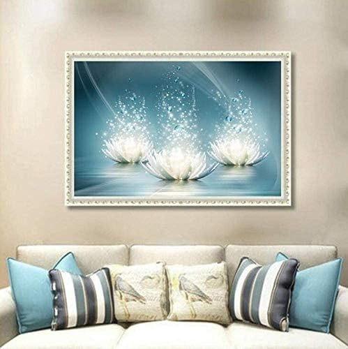 Pigpigboss Water Lotus Flower Diamond Painting 5d Potpuna bušilica Dijamantno slikarstvo Art Kristal Rhinestones Lotus Flower Diamond