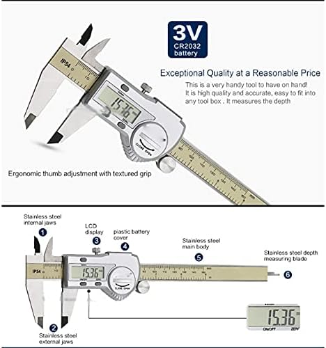 Quul čeljusti Vernier Caliper Micrometer Mjerač IP54 Digitalni vernier za mjerenje kalibra 0,01 Digitalni čeljusti