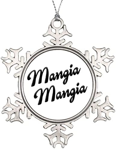 2021 Božić Ornament Snowflake okrugli metalni ukrasi za Božić Mangia Mangia Funny ideje za uspomenu poklon božićno drvo zimski viseći