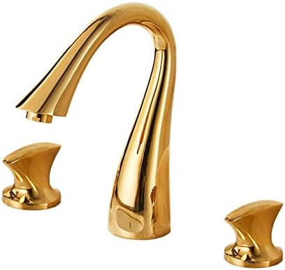3 rupe dvostruke ručke u kupaonici sudoper slavina paluba montirana zlatna seoska kuća Lavtory slavina, jednostavna za instalaciju