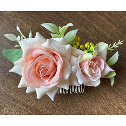 Jemruode srebrni ružičasti ružin cvjetni cvjetni češalj za kosu vjenčani dodaci za kosu za mladenke