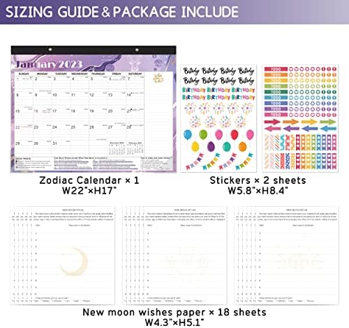 Desk kalendar 2023-2024 Veliki 22 x 17 - 18 mjeseci Zidni kalendar za zodijak Jan 2023. - jun 2024 Mjesečna, velika kancelarija Početna