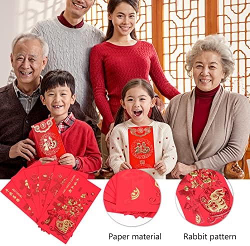 Aboofan kineske crvene koverte 60 kom kineska zečja godina crvena koverta srećni novčani paketi Hong Bao koverta 2023 Kineski crveni