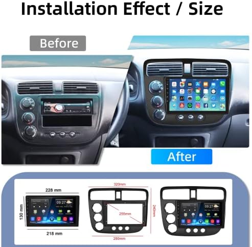 2G + 32G Android Car Stereo za Honda Civic 2001 2002 2003 2004 2005 sa GPS navigacijom, Podofo 9 inčni ekran osetljivim na dodir Android