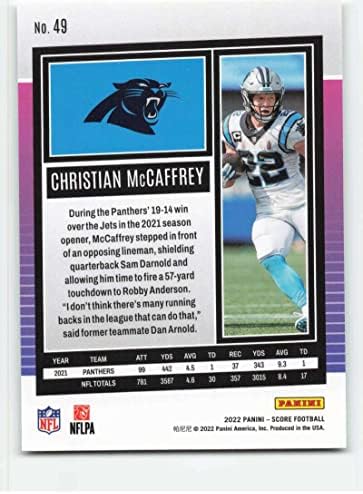 2022 Ocjena 49 Christian McCaffrey Carolina Panthers Fudbal NFL