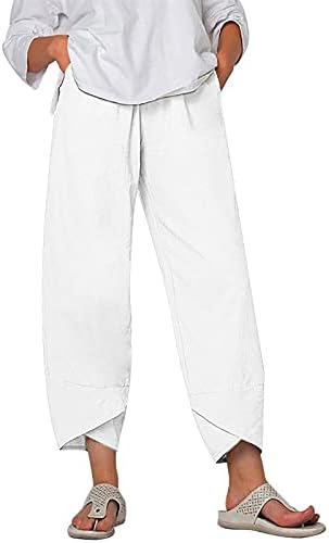 Y2K posteljine za žene Srednji struk kapri obrezane baggy joga hlače Boho Vintage Harem pantalona sa džepovima