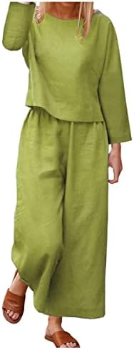 Ženski laneni pamučni Setovi pantalona ljetna jesen 2023 Odjeća trendi kompleti pantalona od 2 komada za tinejdžerke P2 P2