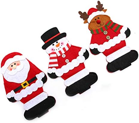 Abaodam 6kom Božić rezač i viljuška torba Santa Claus snjegović Elk Kuhinja Pribor za jelo držači posuđa džepovi Božić stol dekoracije