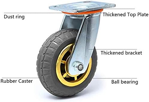 Nianxinn 4x gumeni gumeni kotači, Ø100 / 125/150 mm industrijski okretni kotači sa kočnicom, za mehare mehaničke opreme