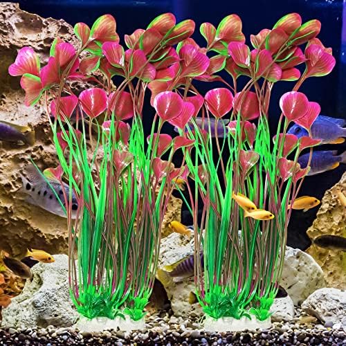 Vtapliea 2 kom plastične biljke za akvarijum,visoke veštačke biljke za dekor akvarijuma